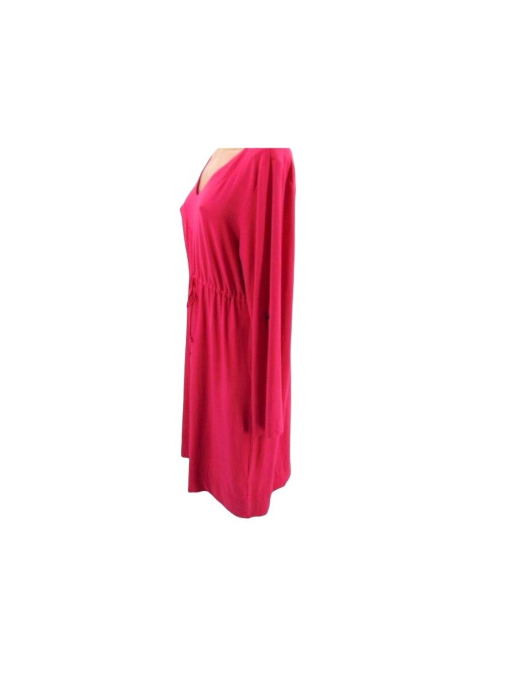 Soma Womans Pink Size L Long Sleeve V Neck  Dress Drawstring Waist Button Tab - Picture 12 of 14